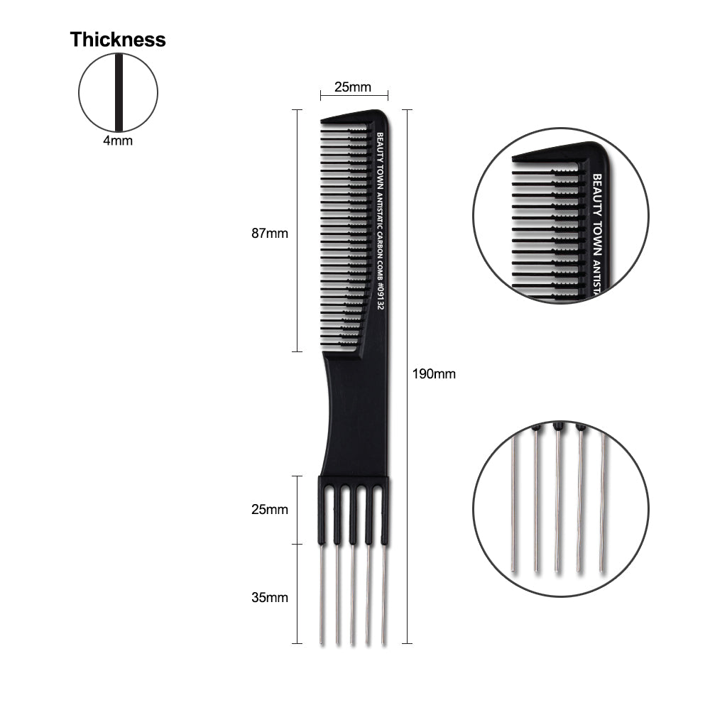 CARBON GRIPPER TEASING COMB WITH STEEL LIFT (190 X 25 X 4 MM)