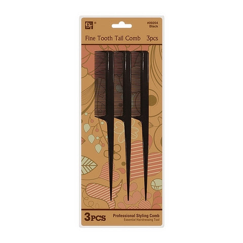 PLASTIC COMB SET FINE TEETH COMB 3 PCS 7.75
