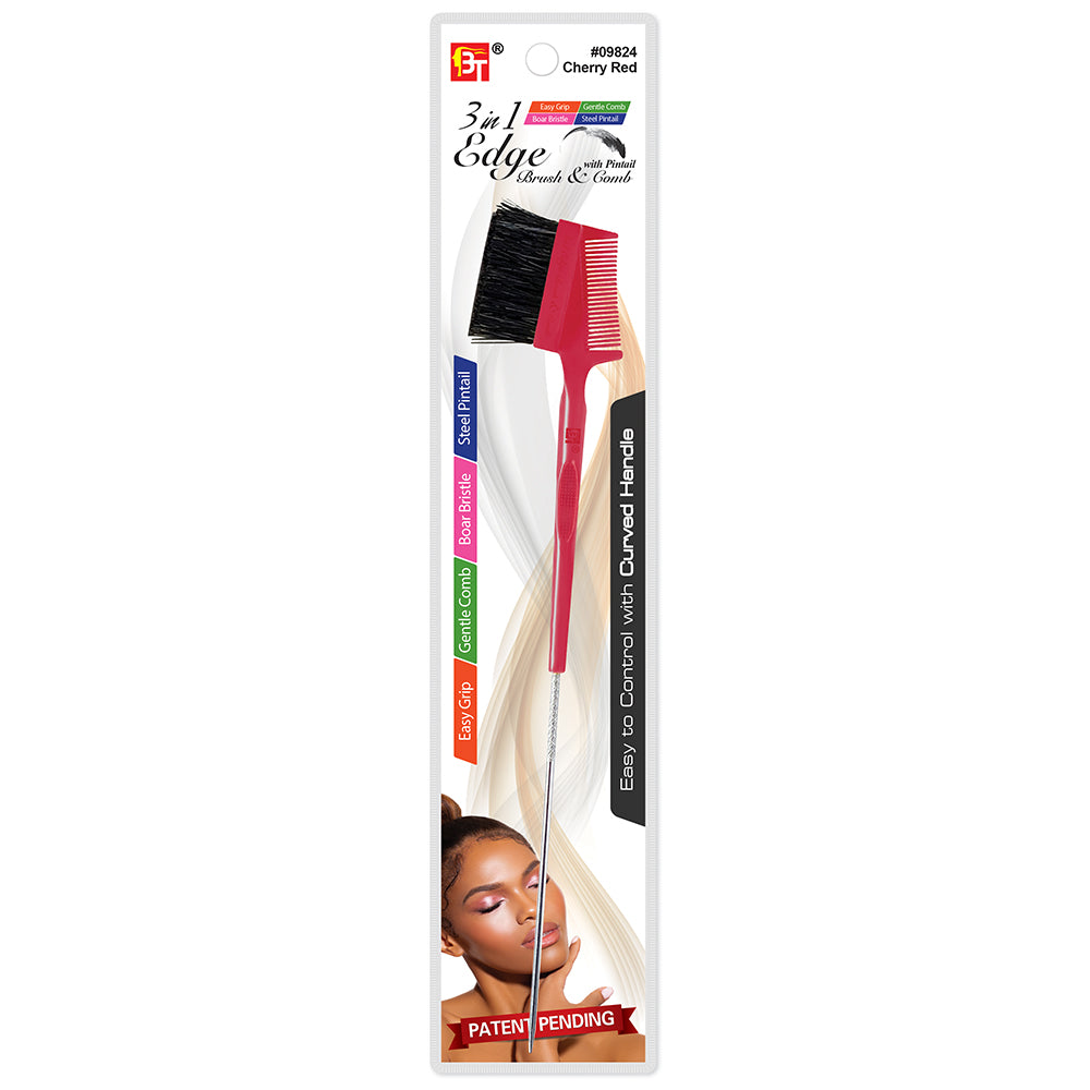 3 in 1 Edge Brush & Comb with Pintail-Easy Grip Handle