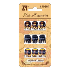 MINI CLAW CLIP 9PCS SET 10X20MM (DARK TORTOISE SHELL ASSORTED)