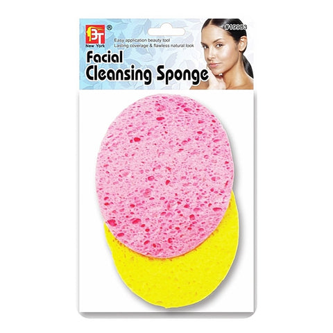 2PC PINK & YELLOW OVAL FACIAL CLEANSING SPONGE