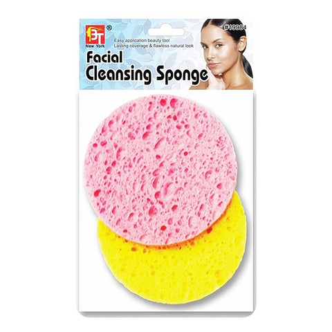 2PC PINK & YELLOW CIRCLE FACIAL CLEANSING SPONGE