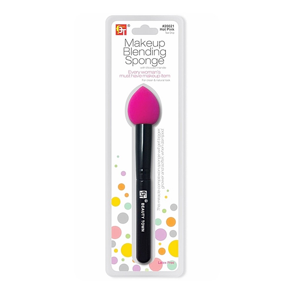 MAKE-UP BLENDING SPONGE WITH WOODEN HANDLE TEARDROP SHAPE