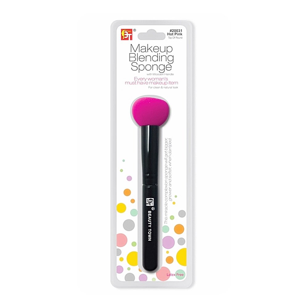 MAKE-UP BLENDING SPONGE WITH WOODEN HANDLE TOP OFF ROUND SHAPE