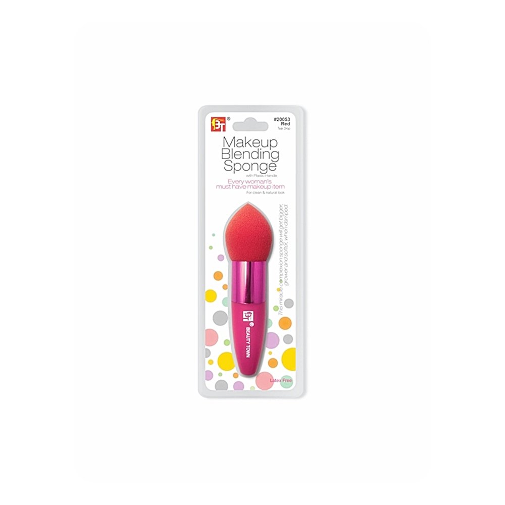 MAKE-UP BLENDING SPONGE WITH PLASTIC HANDLE TEARDROP SHAPE