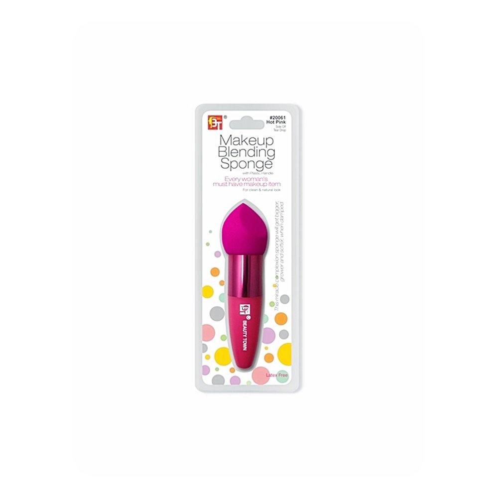 MAKE-UP BLENDING SPONGE WITH PLASTIC HANDLE SIDE OFF TEARDROP SHAPE