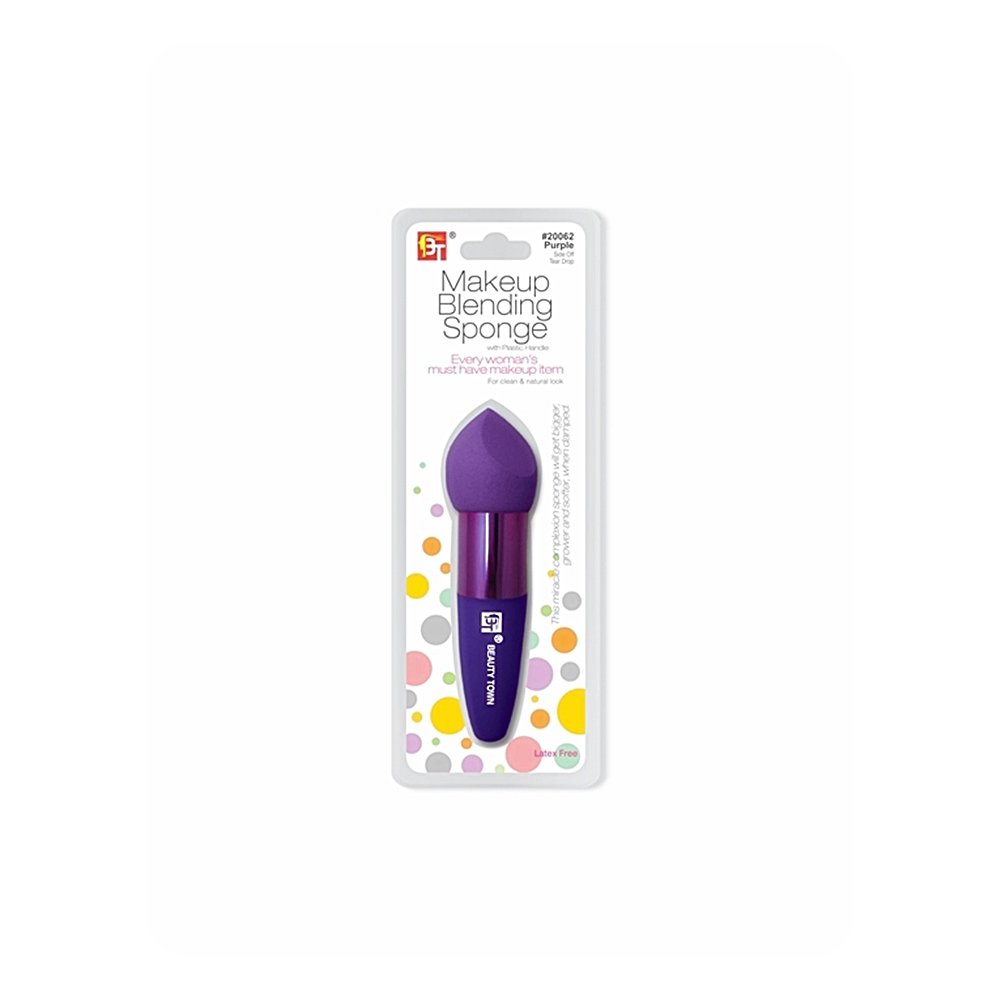 MAKE-UP BLENDING SPONGE WITH PLASTIC HANDLE SIDE OFF TEARDROP SHAPE