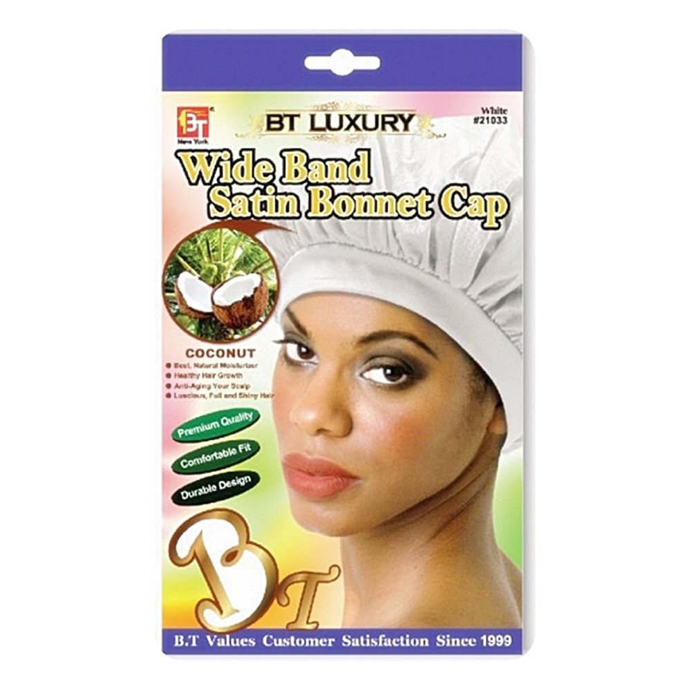 WIDE BAND SATIN BONNET CAP - Coconut Oil Treated