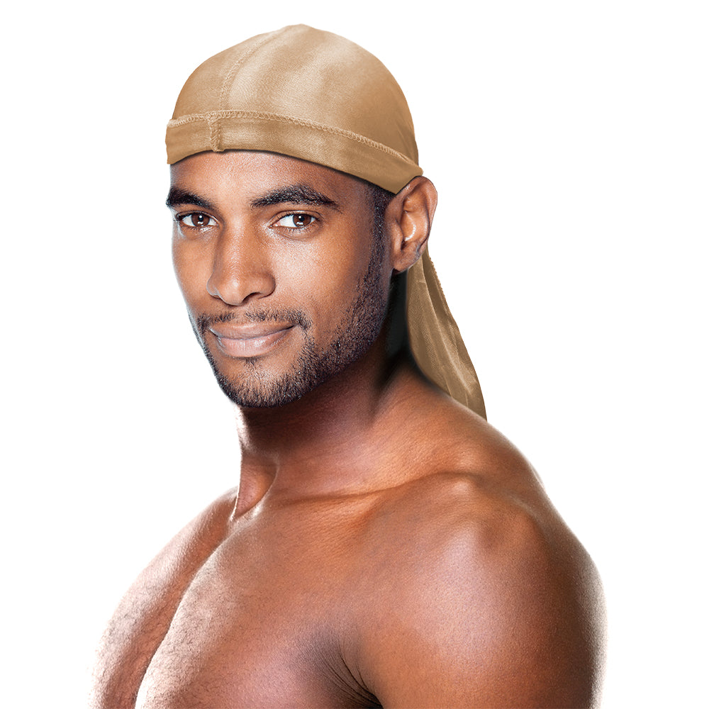 PREMIUM QUALITY COCONUT OIL TREATED SHINE SILKY DURAG WITH LONG TAIL