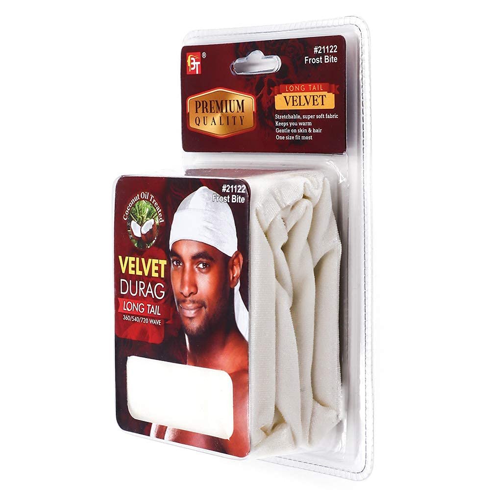 PREMIUM QUALITY COCONUT OIL TREATED VELVET DURAG WITH LONG TAIL