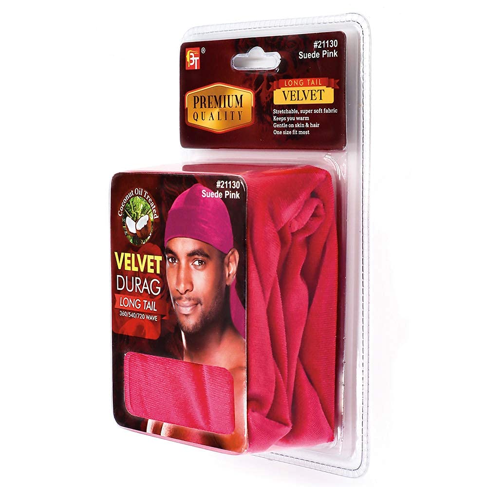 PREMIUM QUALITY COCONUT OIL TREATED VELVET DURAG WITH LONG TAIL