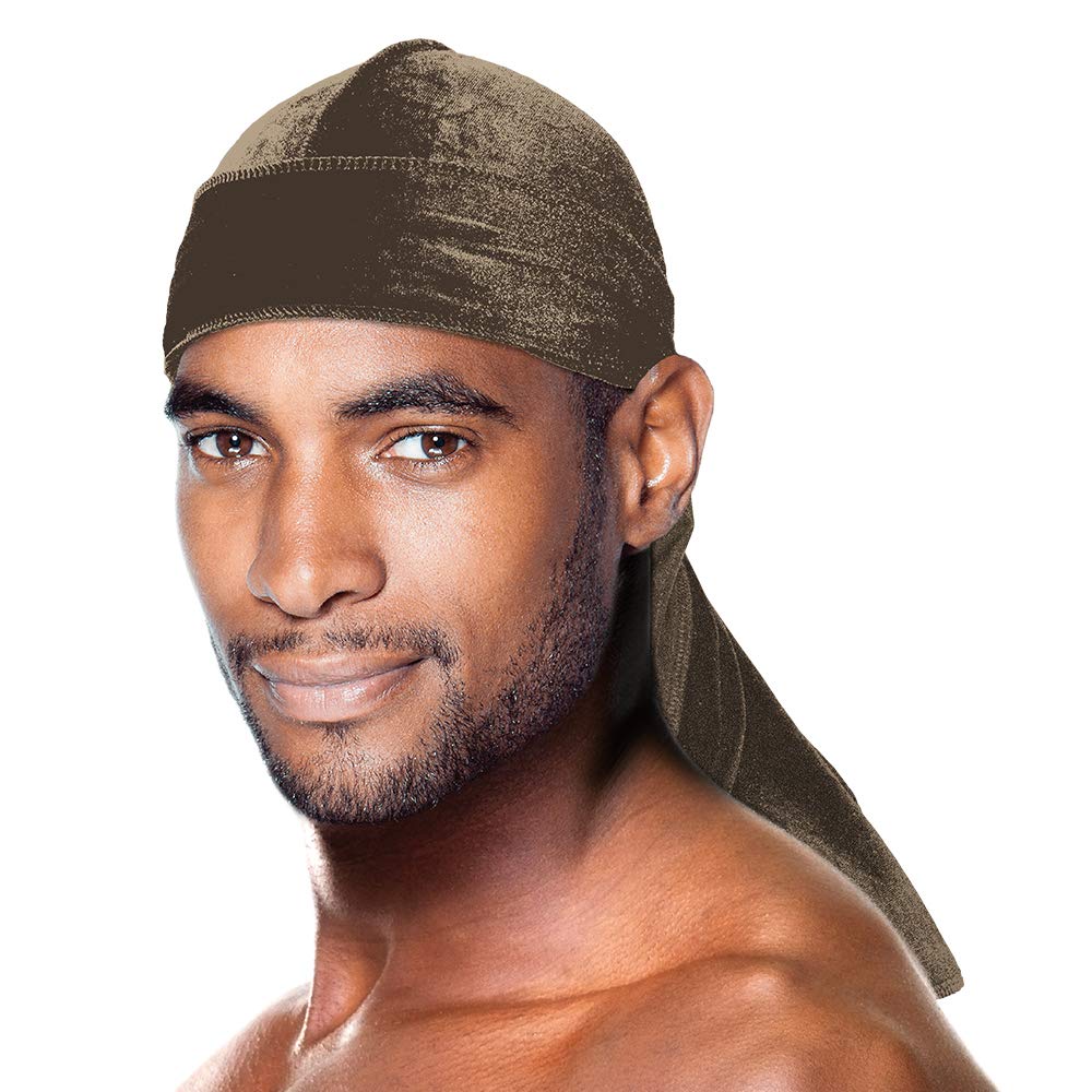 PREMIUM QUALITY COCONUT OIL TREATED VELVET DURAG WITH LONG TAIL