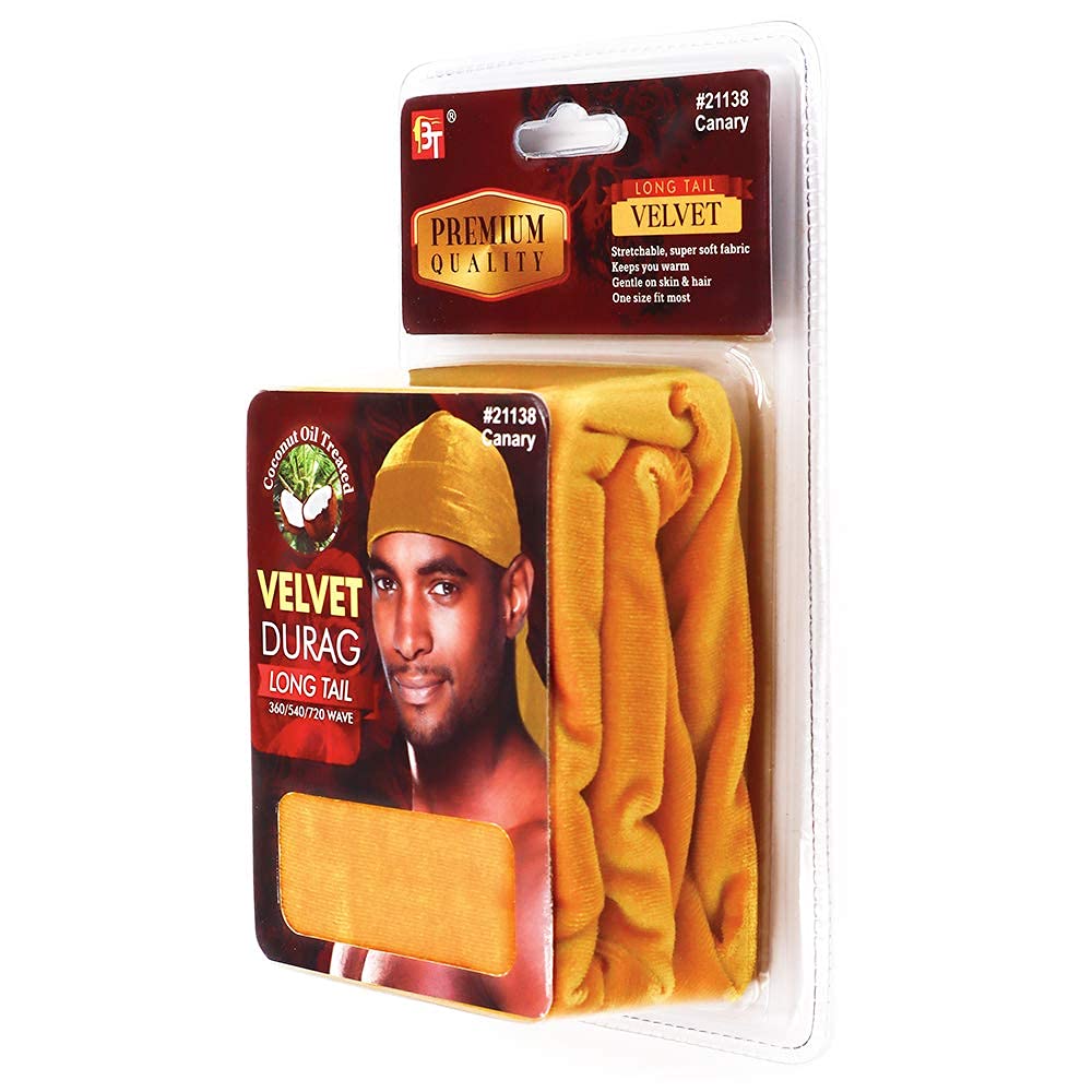 PREMIUM QUALITY COCONUT OIL TREATED VELVET DURAG WITH LONG TAIL