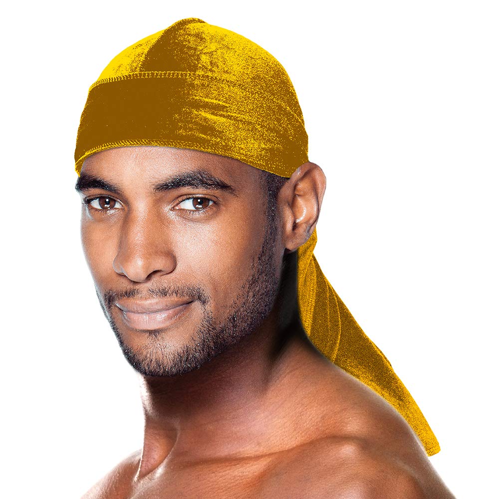 PREMIUM QUALITY COCONUT OIL TREATED VELVET DURAG WITH LONG TAIL