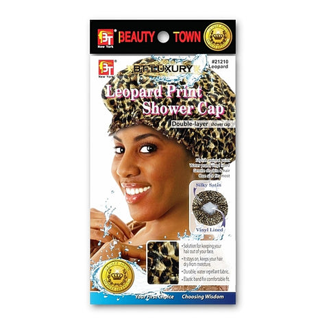 VINYL LINED SHOWER CAP (LEOPARD PATTERN)