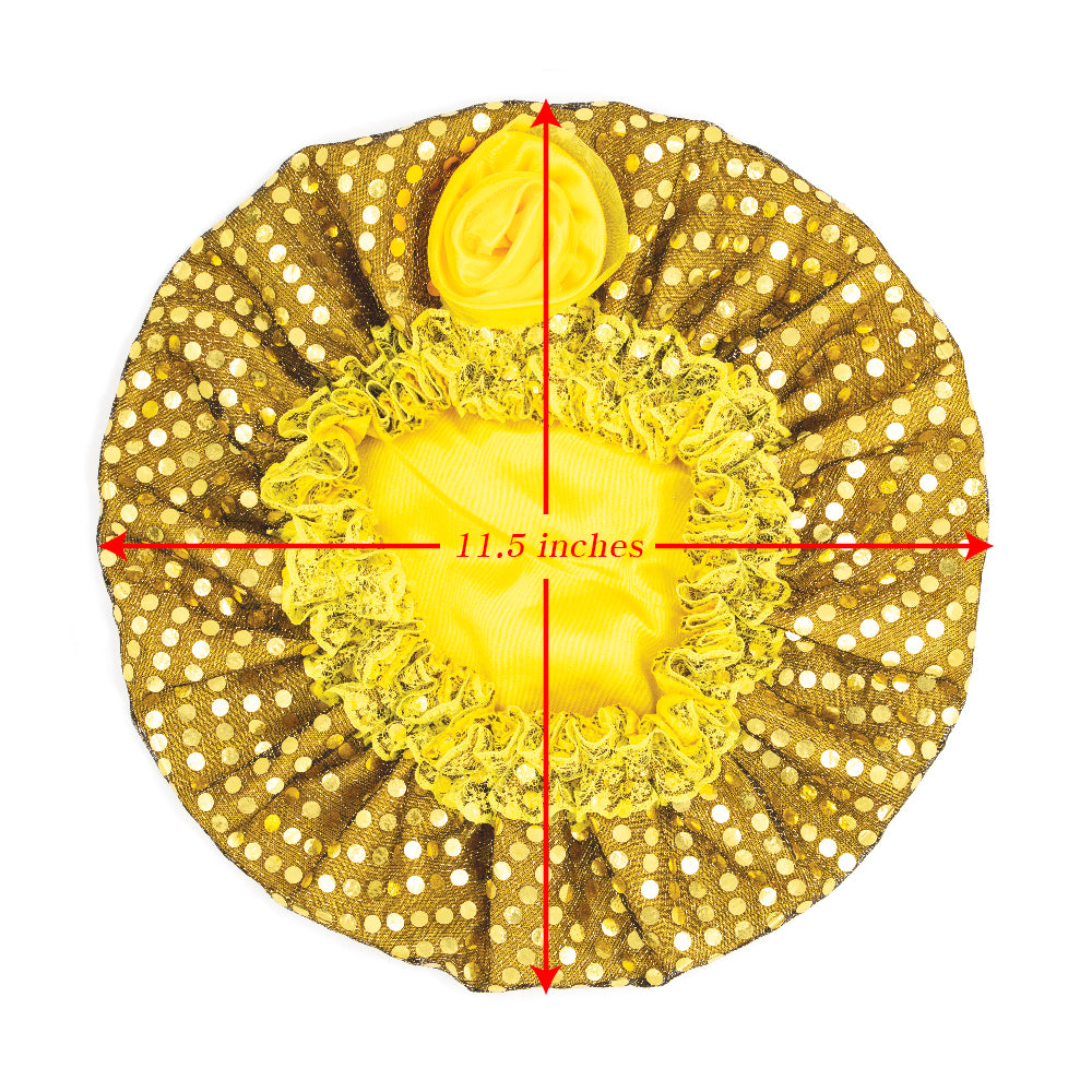 SATIN LINED SEQUINS BONNET CAP WITH FLOWER