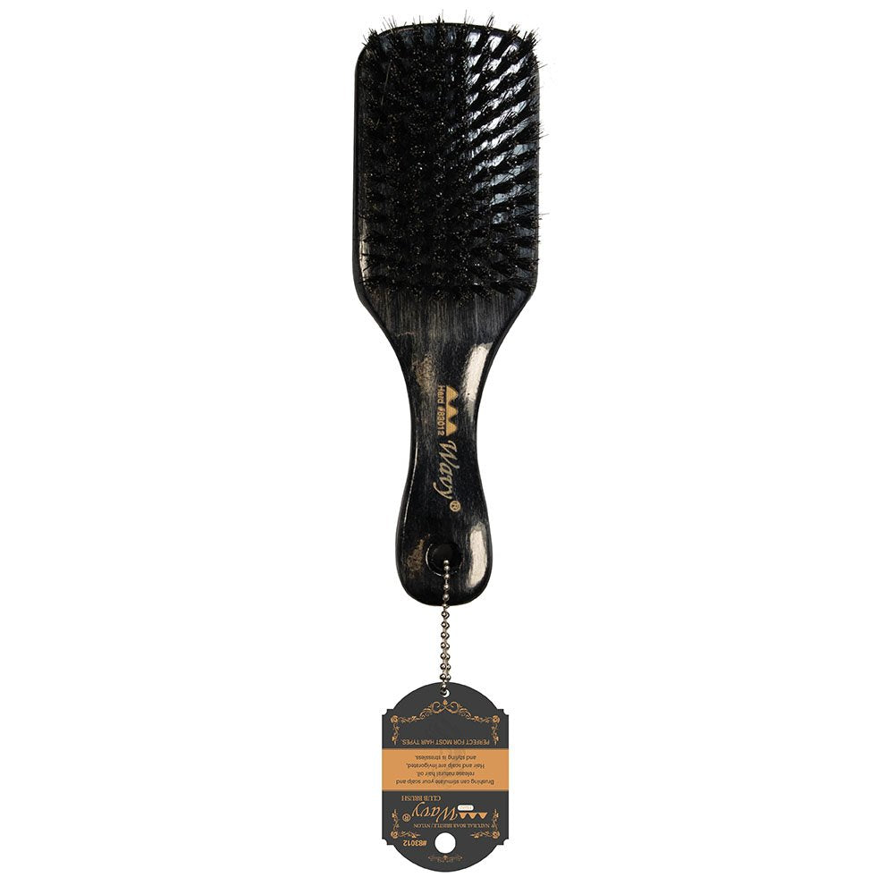 WAVY WAVE BRUSH "HARD" BLACK (50% BOAR - 50% NYLON)