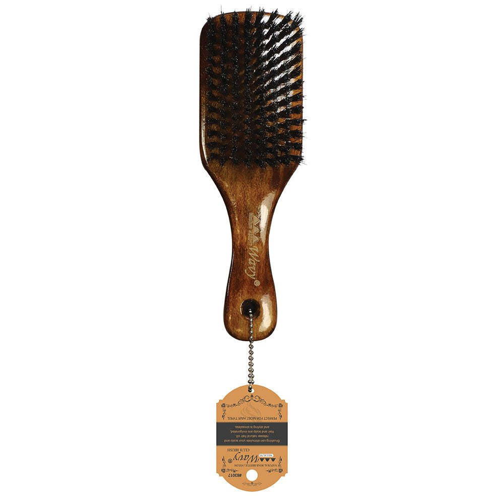 WAVY WAVE BRUSH "MEDIUM" LIGHT WOOD (50% BOAR - 50% NYLON)