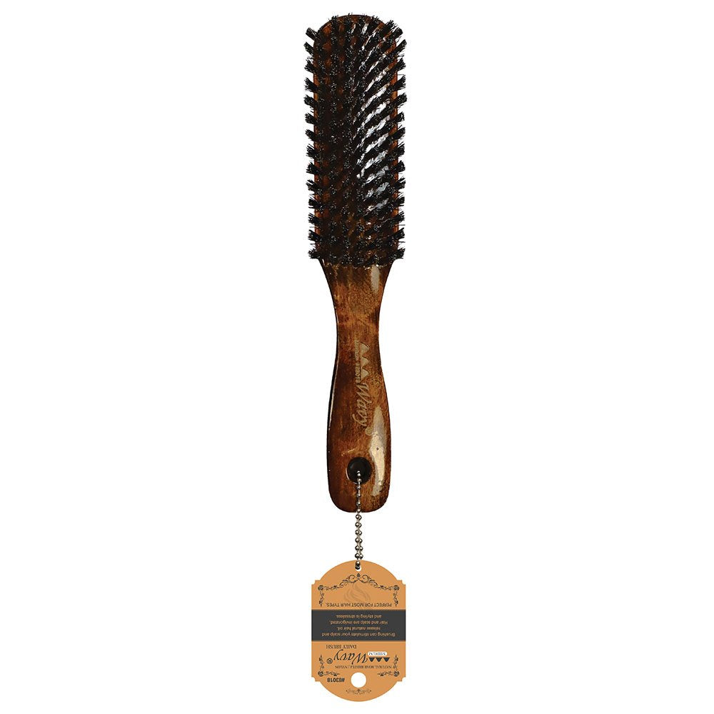 WAVY WAVE BRUSH "MEDIUM" LIGHT WOOD (50% BOAR - 50% NYLON)